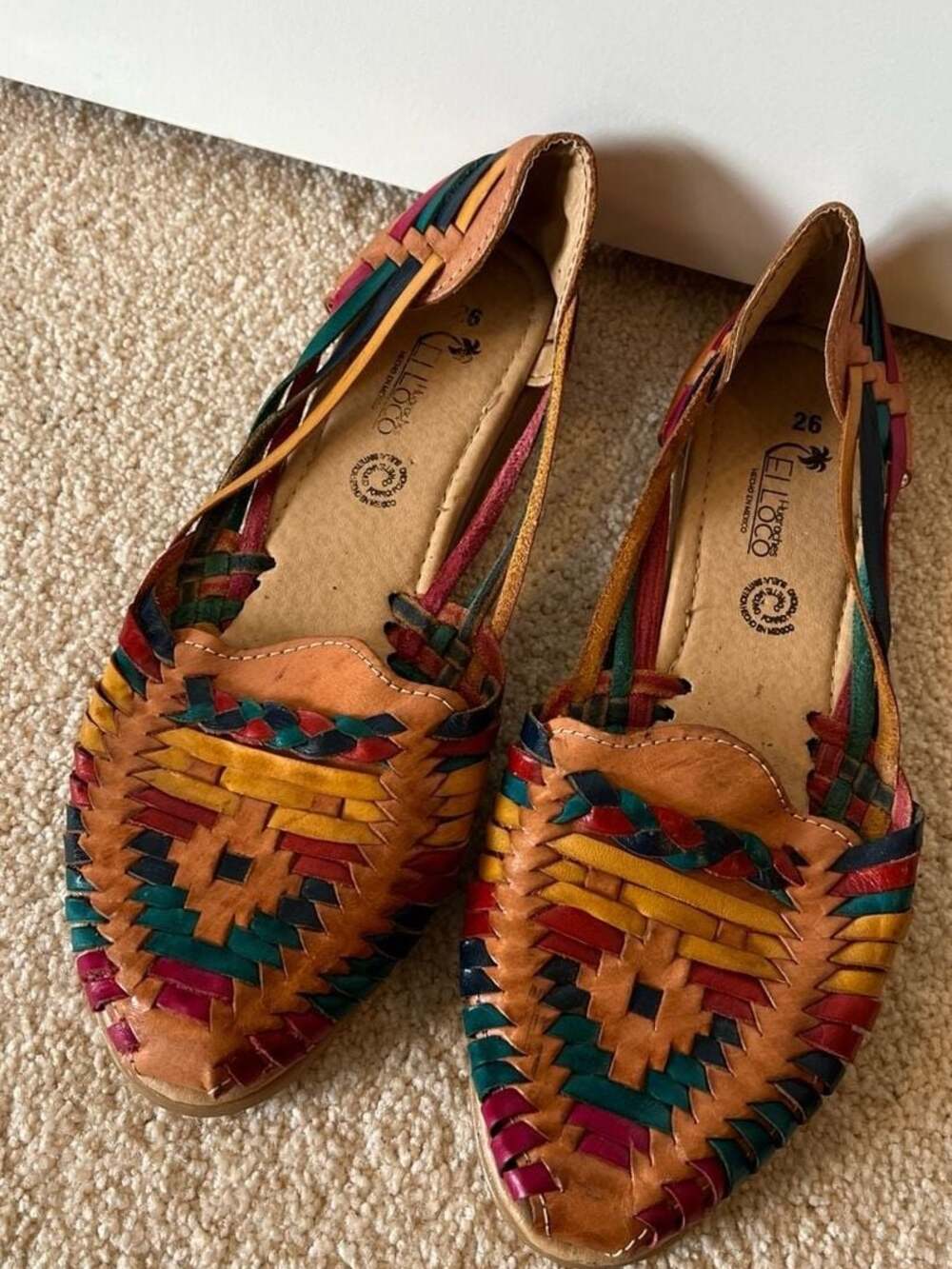 Handmade Huaraches Sunset Teal Leather Flats Size‎ 7 US Women's - ,
